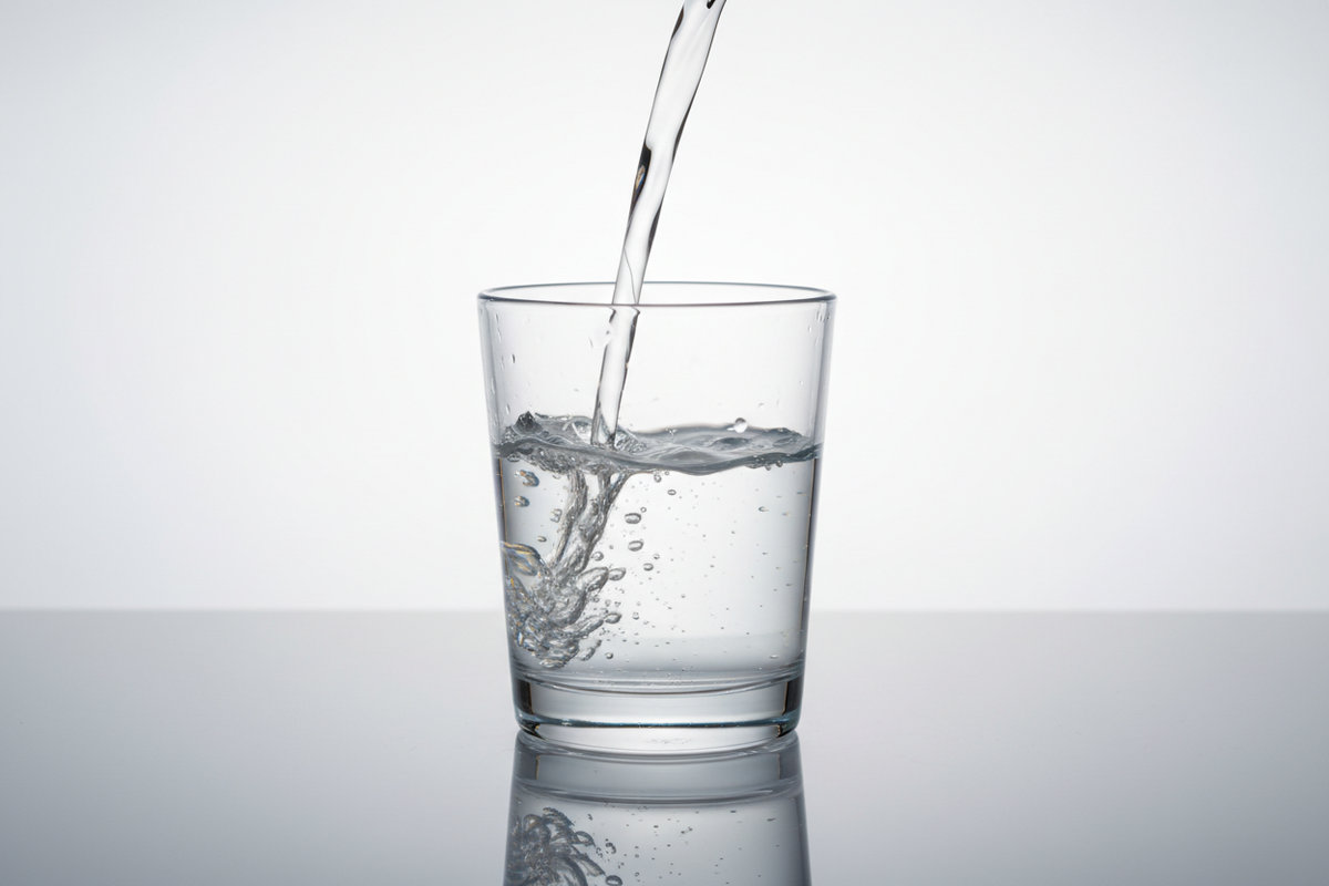 Water being poured int a glass no splash or ice in glass clean studio professional imagery 